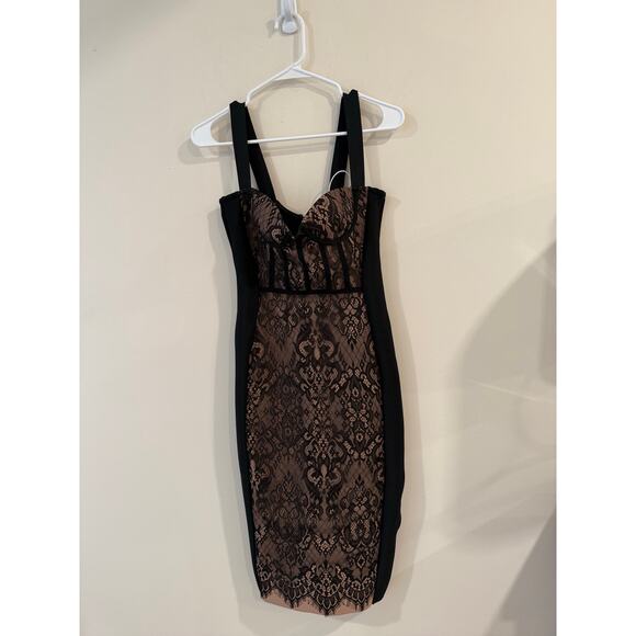 NWT Mew Mews Finbar Patchwork Lace Bandage Bodycon Dress Black Women's Small - Picture 5 of 15